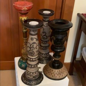 Wooden candle holders - set of four